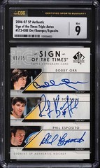 2006 SP Authentic SOTT Bobby Orr Ray Bourque Phil Esposito AUTO 01/25 CSG 9 MINT