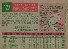 KENT HADLEY 1959 TOPPS BASEBALL #127