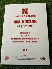2026 Onit Athlete CC-8 Ava Kuszak Holo Campus Colors Parallel /30 Nebraska BC1