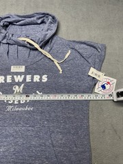 Milwaukee Brewers Women’s Soft As A Grape Blue Gray Funnel Neck Shirt MLB