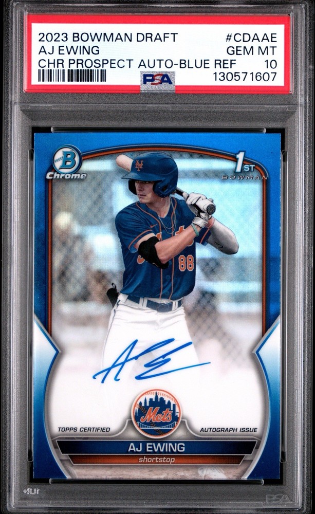2023 Bowman Draft – Chrome Ph77 AJ Ewing #CDA-AE Blue Refractor /150 -PSA 10