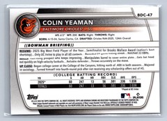 2025 Bowman Chrome Sapphire Colin Yeaman #BDC-47