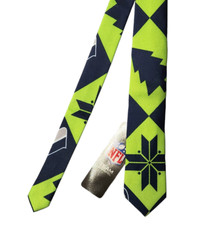 Seattle Seahawks Skinny Short Tie Necktie Mens Green Blue NFL Team Apparel New