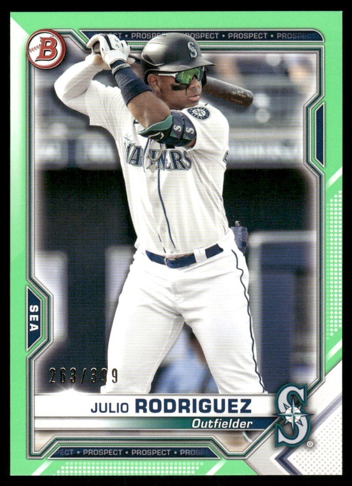 2021 Bowman – Prospects Julio Rodriguez #BP-86 Neon Green Border /399