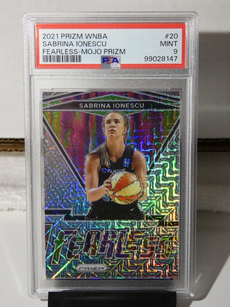 Sabrina Ionescu 2021 WNBA Panini Prizm Fearless MOJO Prizm #&rsquo;d 8/25 PSA 9