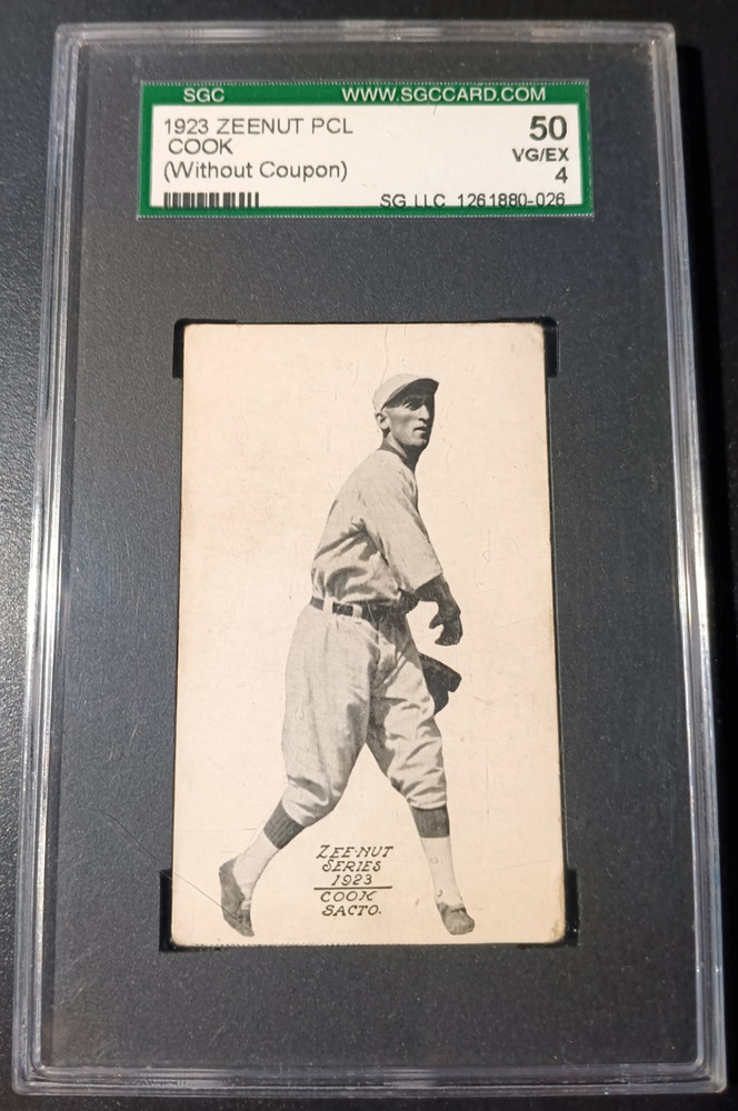 1923 Zeenut PCL Les Cook SGC 4 W/out Coupon – Highest Graded Card of SGC or PSA!