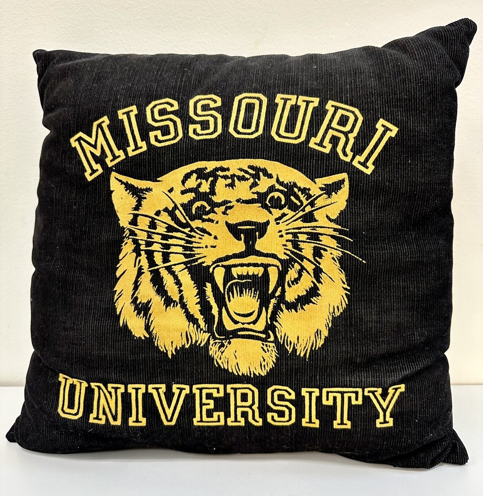 Vintage Missouri University Pillow Rare Corduroy Black And Yellow