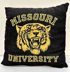 Vintage Missouri University Pillow Rare Corduroy Black And Yellow