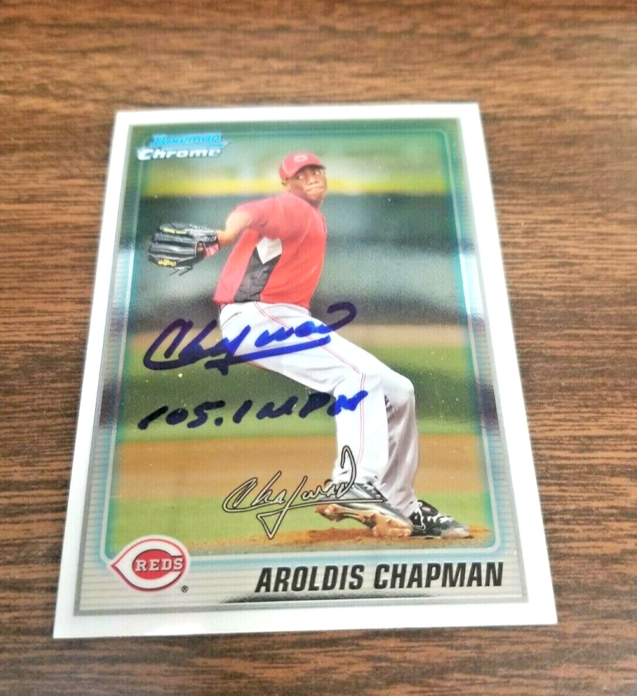 AROLDIS CHAPMAN 2010 BOWMAN CHROME BCP-199 REDS/RANGERS (1st YEAR AUTOGRAPH)