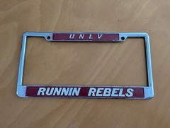 UNLV Runnin Rebels License Plate Frame Vintage Metal Nevada Las Vegas Tarkanian