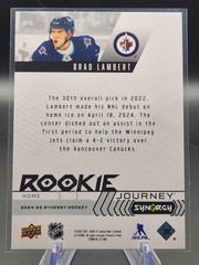 BRAD LAMBERT RJ-15 2024-25 UD Synergy ROOKIE JOURNEY HOME RC WINNIPEG JETS