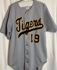 WILSON Hanshin Tigers Japan Baseball Men’s Gray Road Jersey #19 Sz. 46 (XL) USA