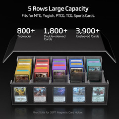Trading Card Storage Box 5-Row 3900+ Capacity, Black | MTG Card Case with Magnet