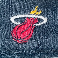 Miami Heat NBA Addidas Baseball Hat Cap Fitted SZ S/M Black Flat Bill Navy Red