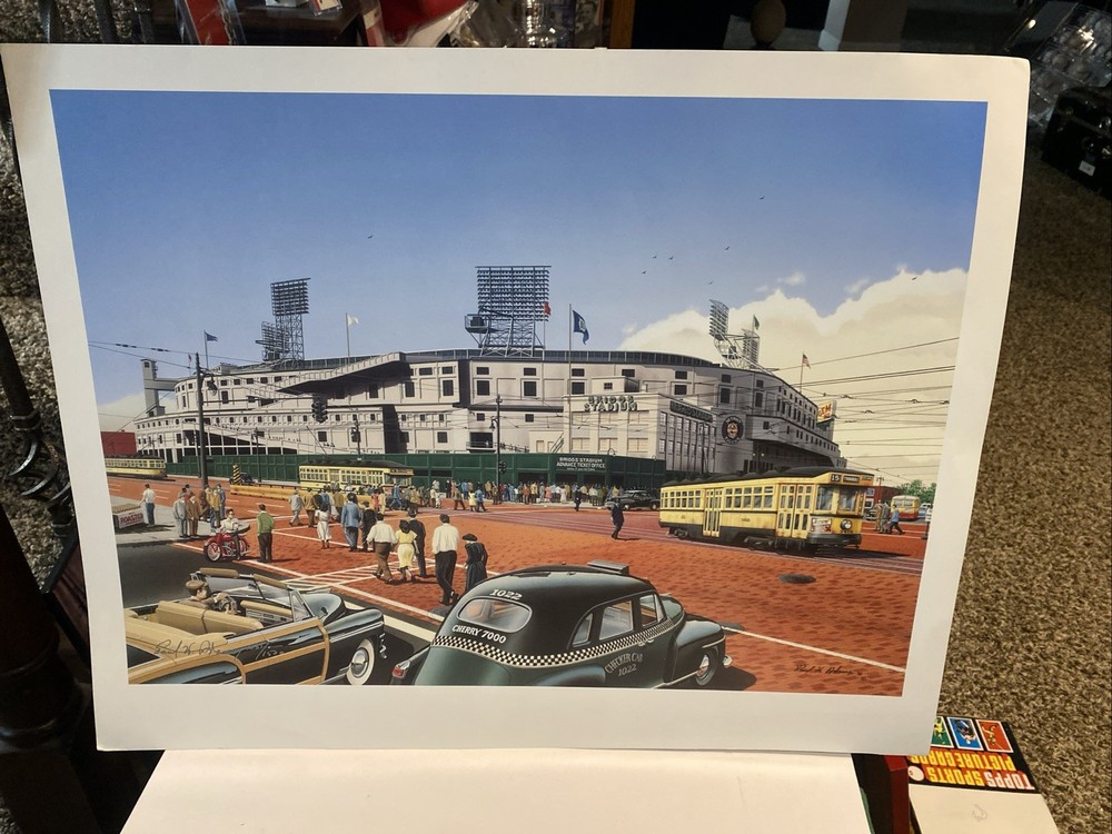 Briggs Stadium Opening Day Print 19&Prime; x 24&Prime; Signed by Artist Paul H. Adams #1061