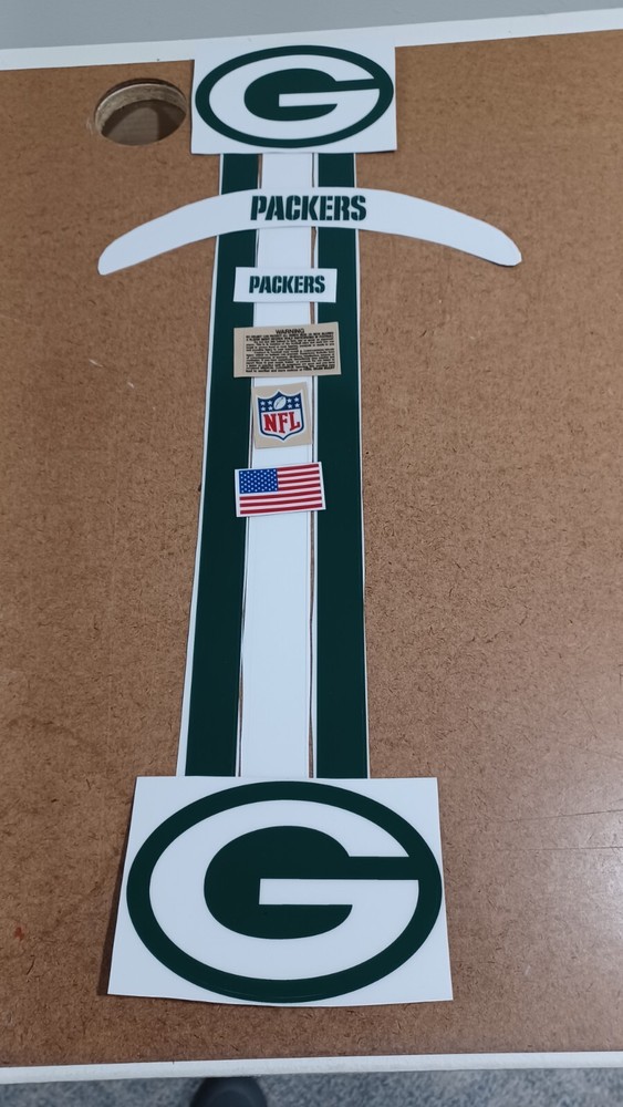 Packers Football Helmet Decals Full Size w/stripes and bumpers 20 mil