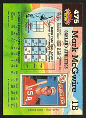 1992 Topps Stadium Club Mark McGwire #475 Oakland Athletics