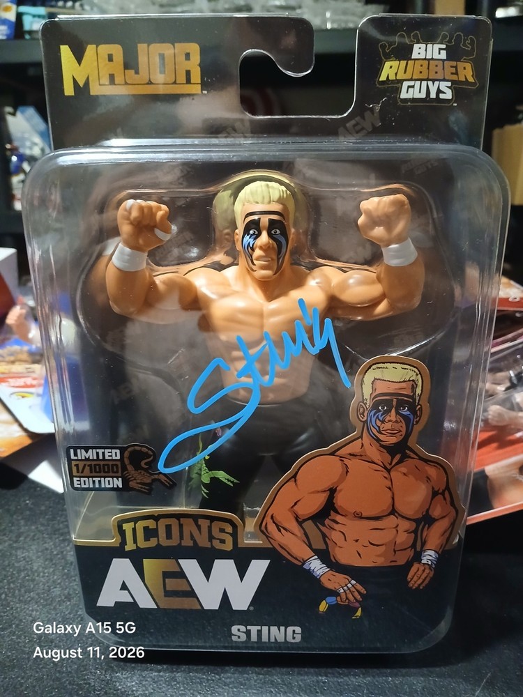AEW Sting Black Tights AUTOGRAPHED Big Rubber Guys 1/1000 Sold Out JSA NEW