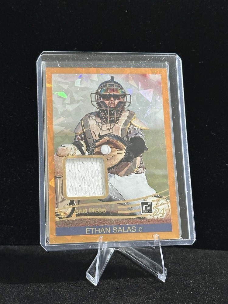 2024 Panini Donruss – Retro 1984 Materials Ethan Salas #6 Orange Cracked Ice