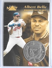 RARE 1997 PINNACLE MINT ~ ALBERT BELLE SILVER/NICKEL COIN & DIE CUT CARD #8
