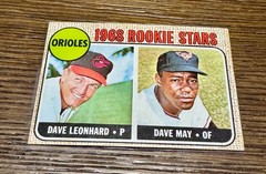 1968 Topps – 1968 Rookie Stars Dave May, Dave Leonhard #56 (RC) -NM – Free Ship