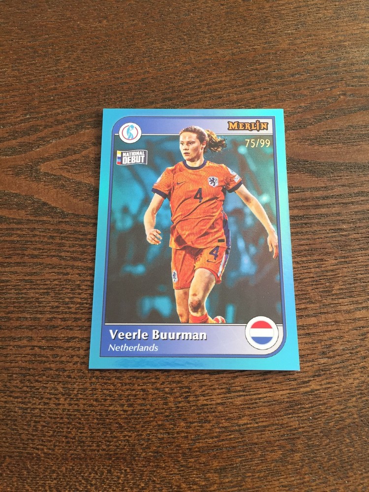 2025 Topps Merlin UEFA Women&rsquo;s Euro Veerle Buurman Debut Blue 75/99 Netherlands