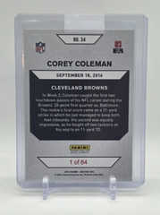 2016 Panini Instant NFL Corey Coleman Rookie Card /64 ERROR