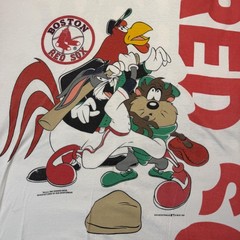 Vintage Boston Red Sox Shirt Mens XL White MLB Sun Sportswear Looney Tunes 90s