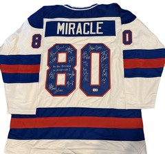1980 US OLYMPIC HOCKEY TEAM SIGNED JERSEY BAS MIRACLE ON ICE X18 W/ INSC