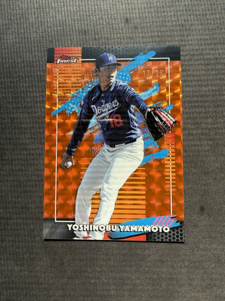 2026 Topps Finest Yoshinobu Yamamoto Orange Geometric Refractor #17/25 Uncommon