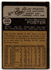1973 Topps Alan Foster p California Angels #543