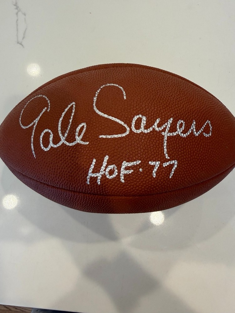 Gale Sayers Signed Wilson NFL Football HOF 77 Autographed Chicago Bears No COA