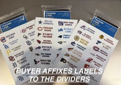(32) TALL Sports Card Dividers With (32) FREE Customized NFL Helmet Labels