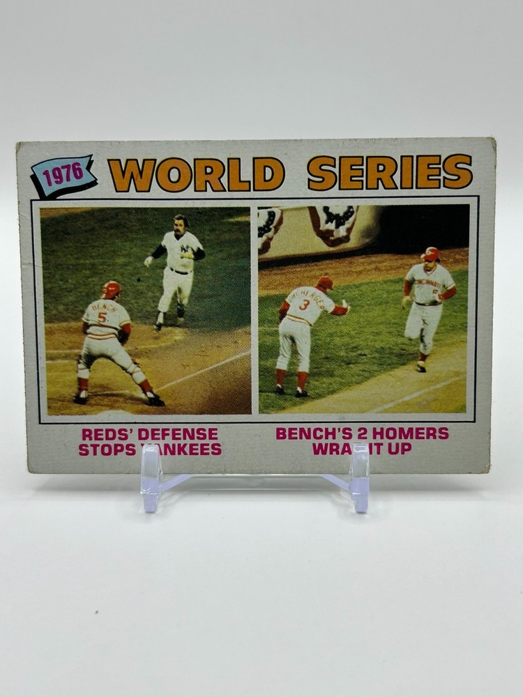 1977 Topps Johnny Bench 1976 World Series #412 Reds/Yankees *READ*