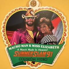 Coliseum Video WWF SUMMERSLAM 1991 Macho Man Miss Elizabeth Window Cling – RARE!