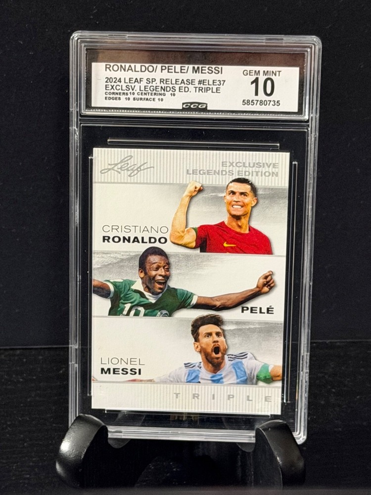 Ronaldo/Pele/Messi 2024 LEAF SP. Release CCG GEM MIT 10 (THREE GREATS ONE CARD)