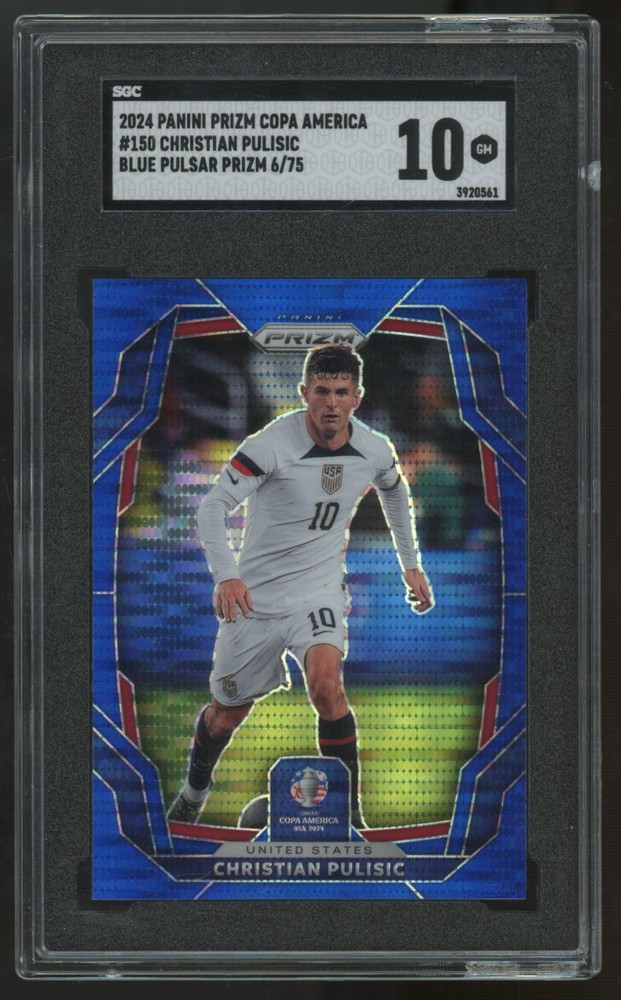2024 Prizm Copa America Christian Pulisic Blue Pulsar /75 #150 SGC 10