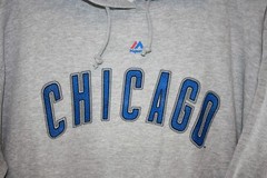 Womens Majestic Chicago Cubs Gray Blue Baseball Pullover Hoodie Sweatshirt
