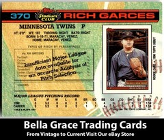 1991 Stadium Club Rich Garces #370b Minnesota Twins Rookie MLB Baseball