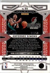 2022-23 Panini Obsidian Electric Etch Orange Anfernee Simons 14/50 Portland