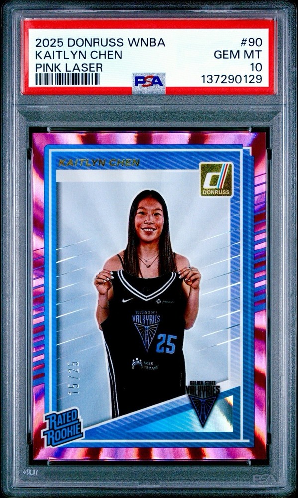 2025 WNBA Panini Donruss Kaitlyn Chen Rookie Pink Laser Prizm /25 PSA 10 ! RARE