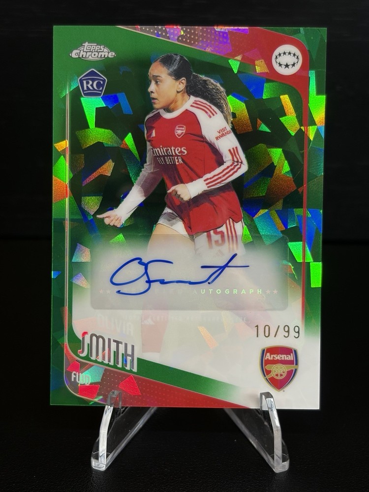 Olivia Smith 2025-26 Topps Chrome UWCL Sapphire Auto Green /99 #CA-OS Arsenal RC