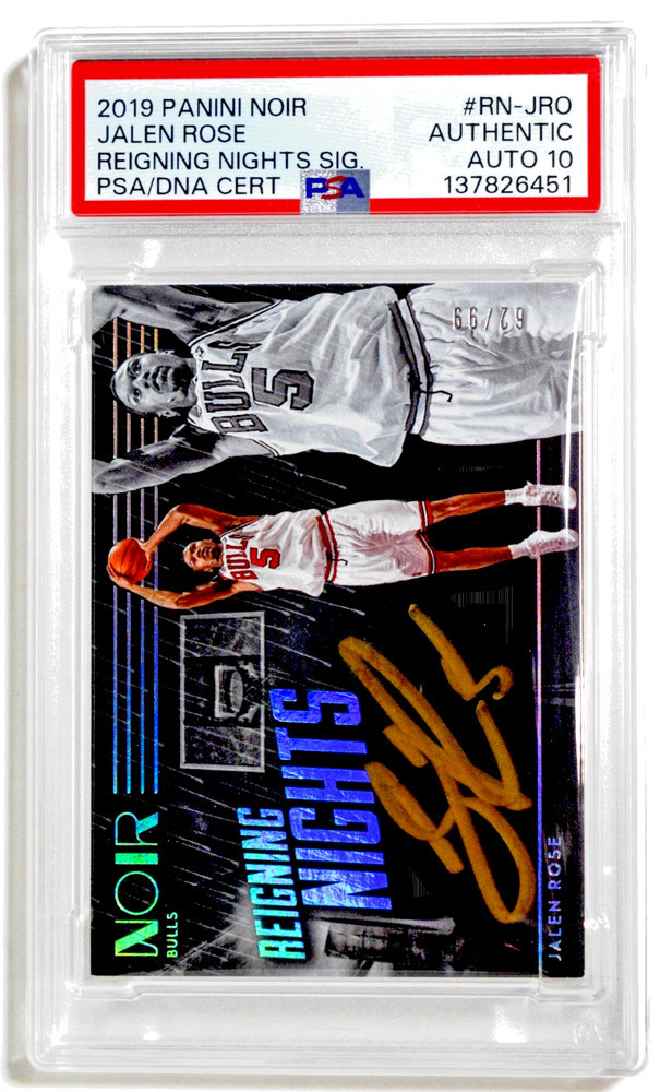 2019 Panini Noir Reigning Nights Signatures Jalen Rose /99 PSA Auto Grade 10