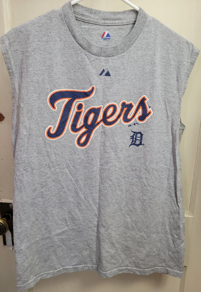 Men&rsquo;s Majestic Gray/Grey Detroit Tigers Sleeveless T-Shirt Size Medium