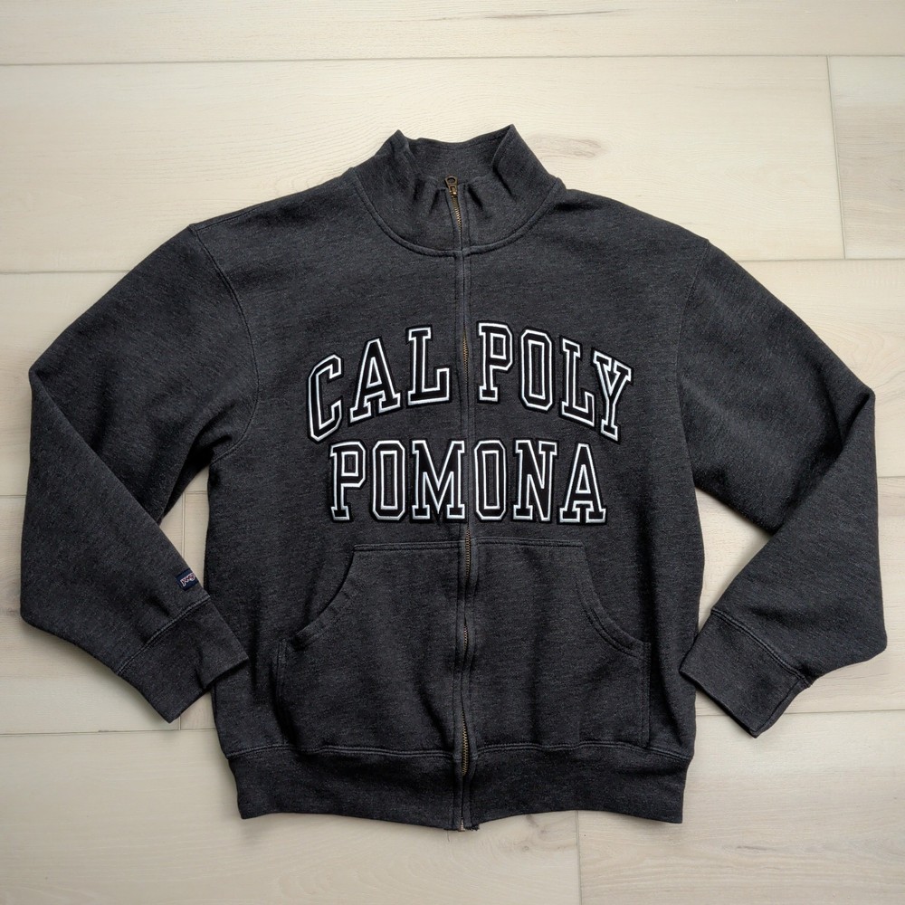 Jansport Cal Poly Pomona Broncos Full Zip Sweatshirt Mens M Charcoal Gray