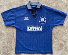 Everton Home Shirt 1995 / 1997 Umbro Danka Size Kids Boys LB – 76 / 81cm Blue
