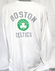 Mens Fanatics Boston Celtics Basketball NBA White Long Sleeve B&T Tee T Shirt