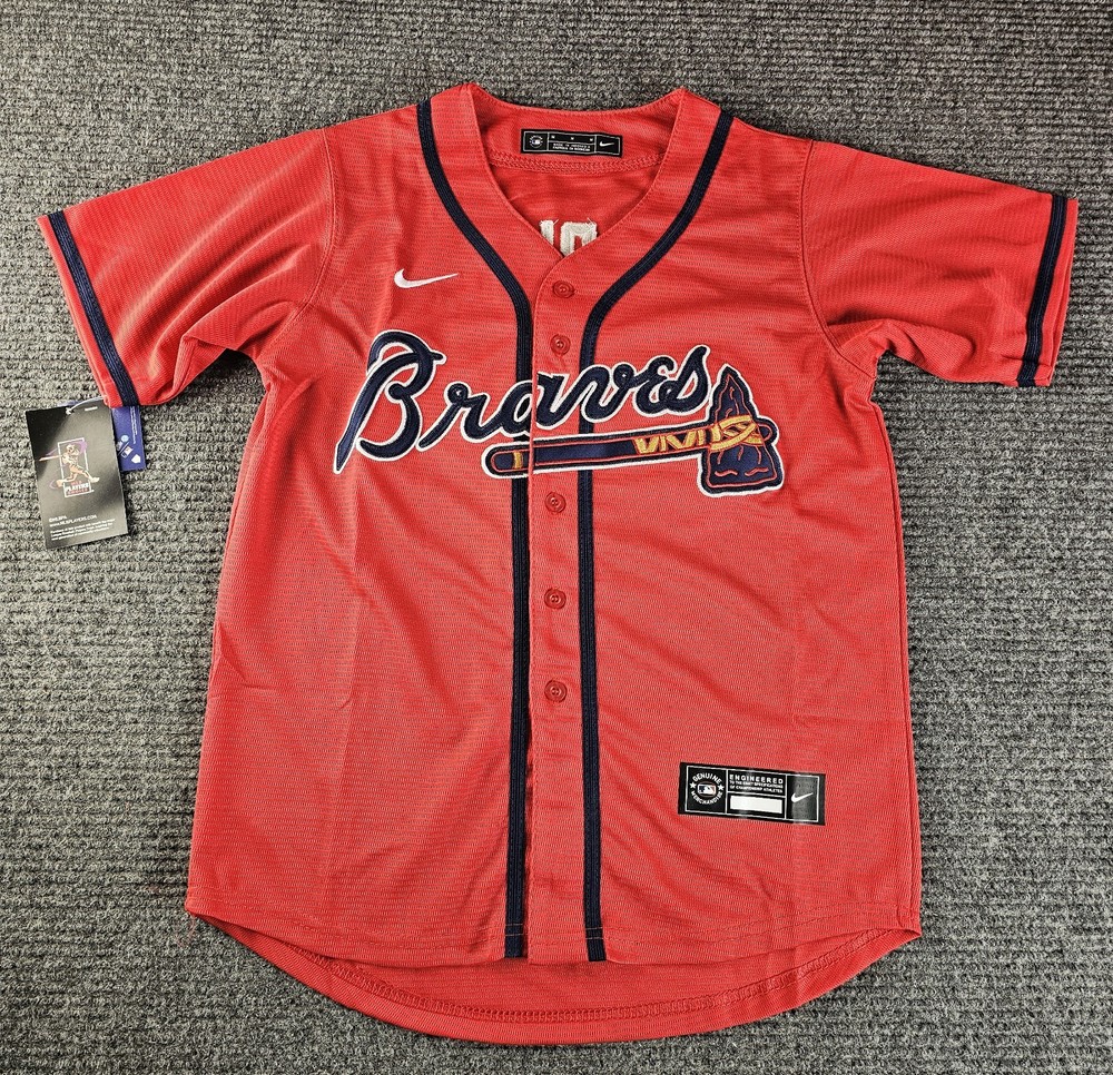 Youth Medium Atlanta Braves ozzie albies red stitched jersey new