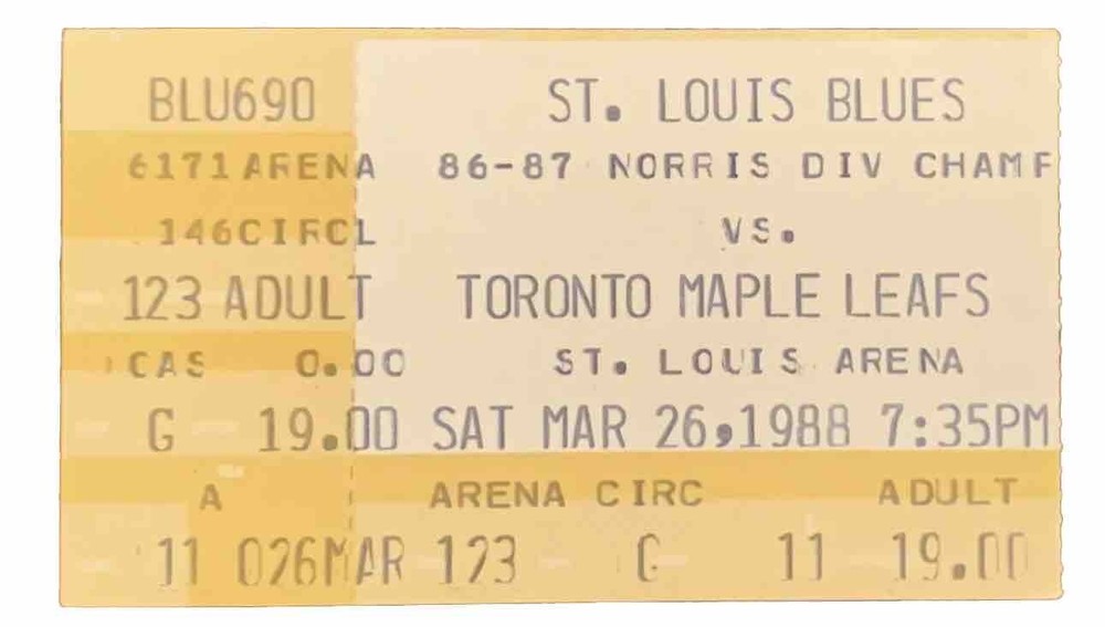 1988 Brian Sutter Final NHL Goal #303 Ticket Stub St Louis Blues HOF’er 3/26/88