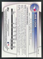 2025 Bowman Draft Chrome Prospect Aqua Lava #CPA-JC Jake Cook RC Auto /199
